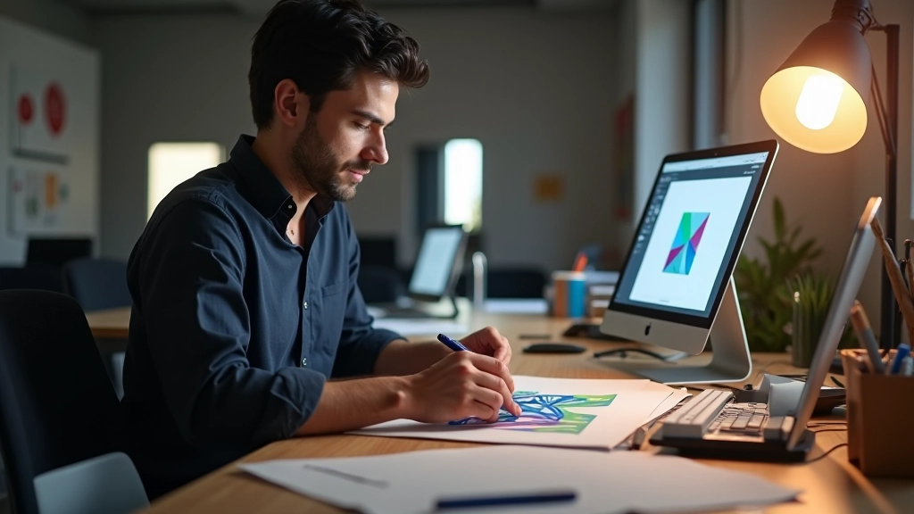 Diseñador profesional trabajando en transformaciones geométricas con software especializado