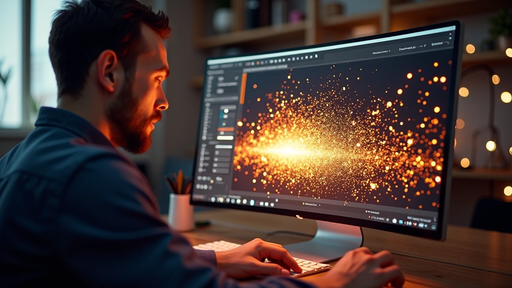 Simulación de partículas de fuego con vectores de dirección en herramienta Particular de Trapcode