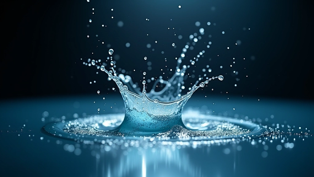 Simulación de partículas colisionando con una superficie: gotas de agua rebotando en un piso brillante